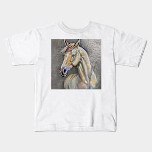 portrait of a white horse Kids T-Shirt